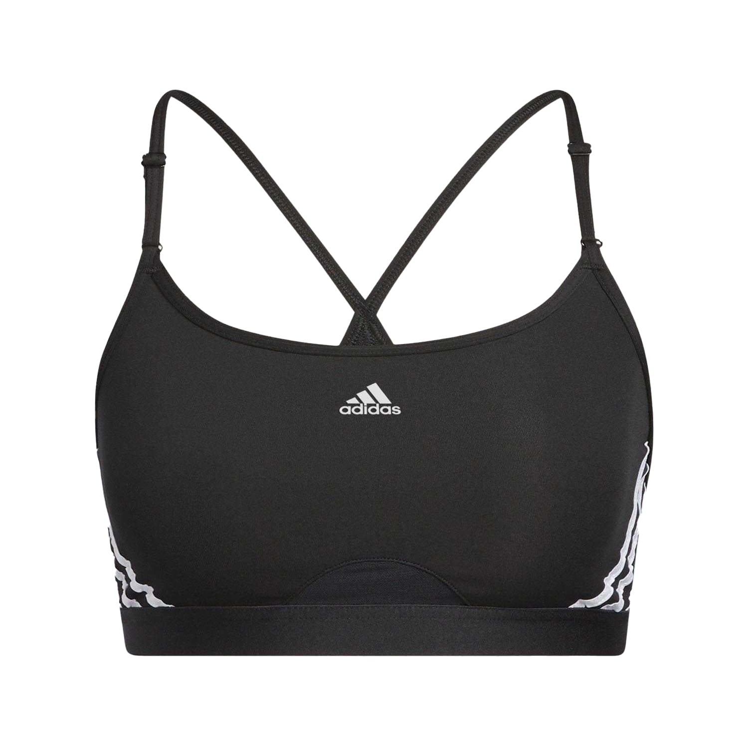 Black-White - Front - Adidas Womens-Ladies Aeroreact Light Support Training Sports Bra
