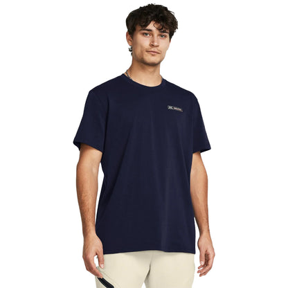 Blue - Side - Under Armour Mens Label Heavyweight T-Shirt