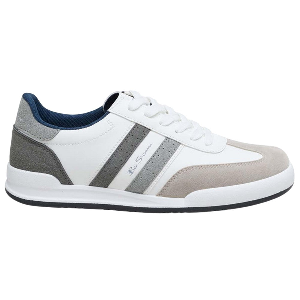 White-Black-Grey - Side - Ben Sherman Mens Sokka Trainers