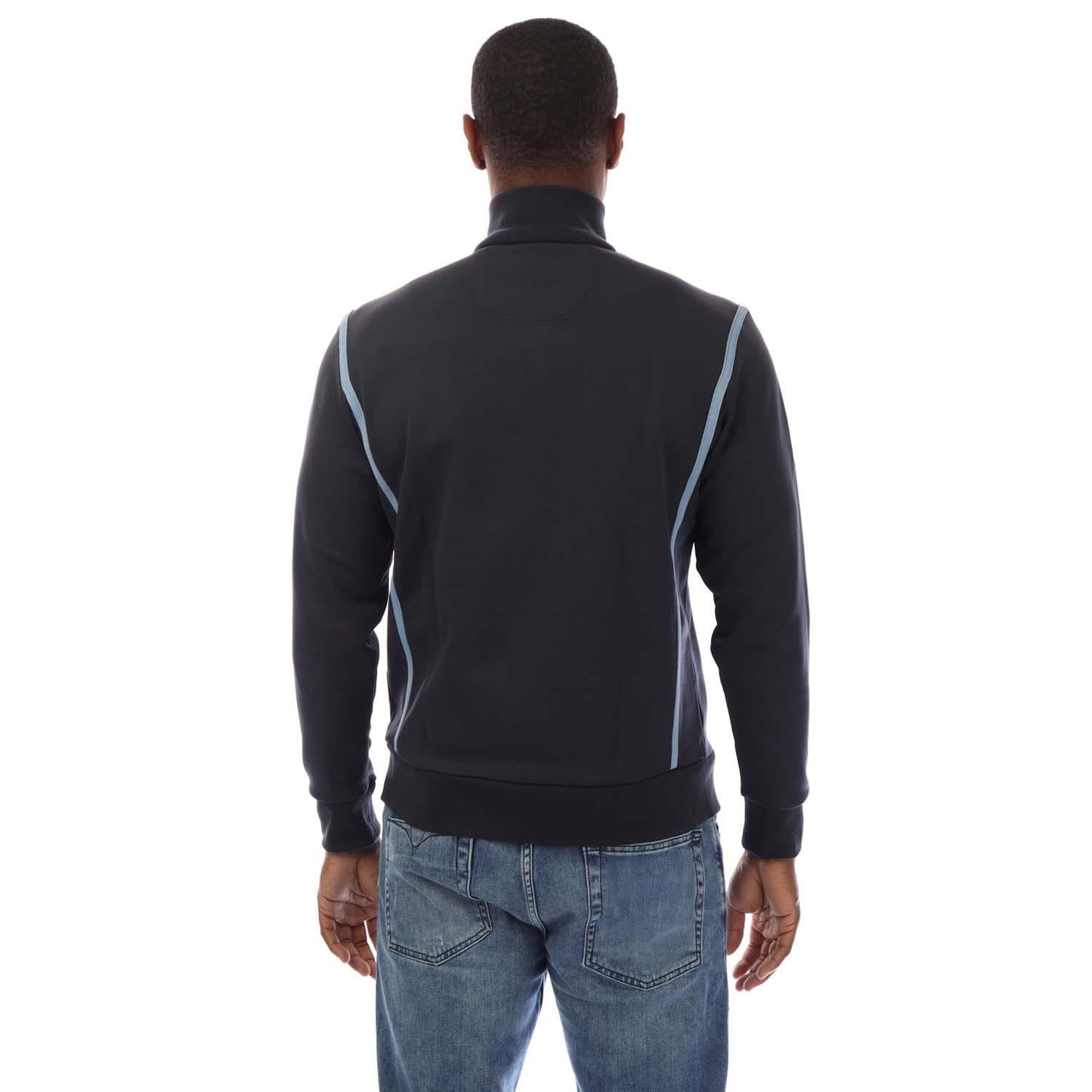 Dark Blue - Back - Boss Mens Tape Quarter Zip Sweatshirt