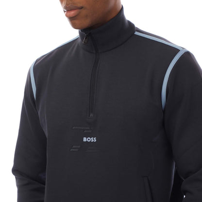 Dark Blue - Side - Boss Mens Tape Quarter Zip Sweatshirt