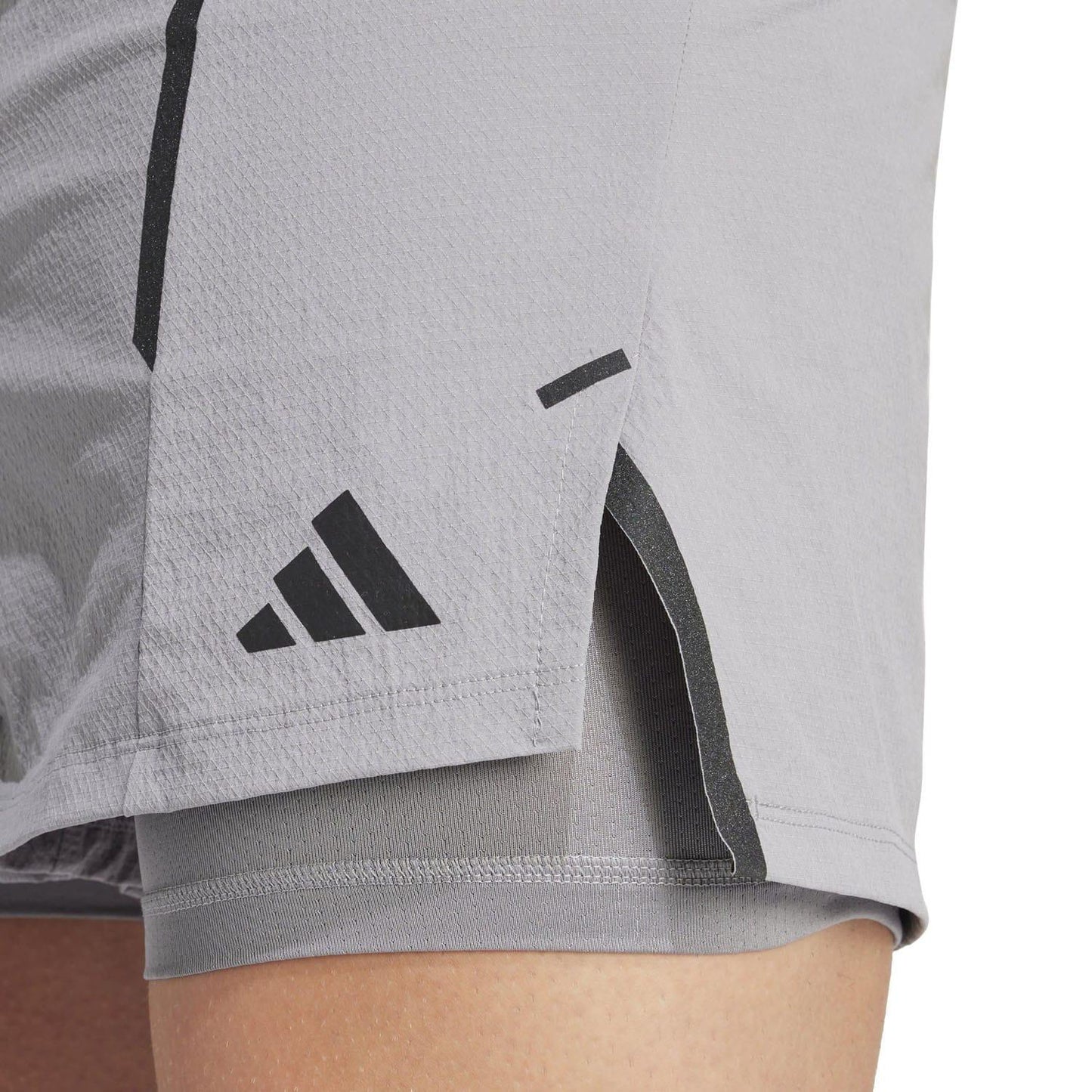 Grey - Side - Adidas Mens D4T Pro Series Adistrong Workout Shorts