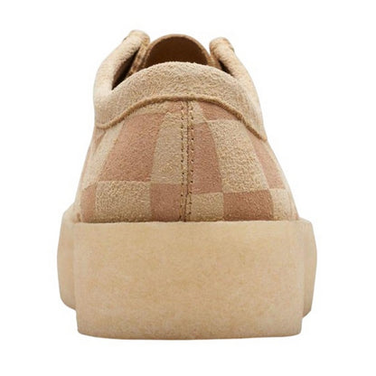 Brown - Back - Clarks Mens Wallabee Checked Suede Cupsole Shoes