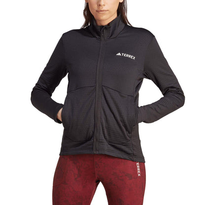 Black - Side - Adidas Womens-Ladies Terrex Multi Lightweight Full Zip Fleece Jacket
