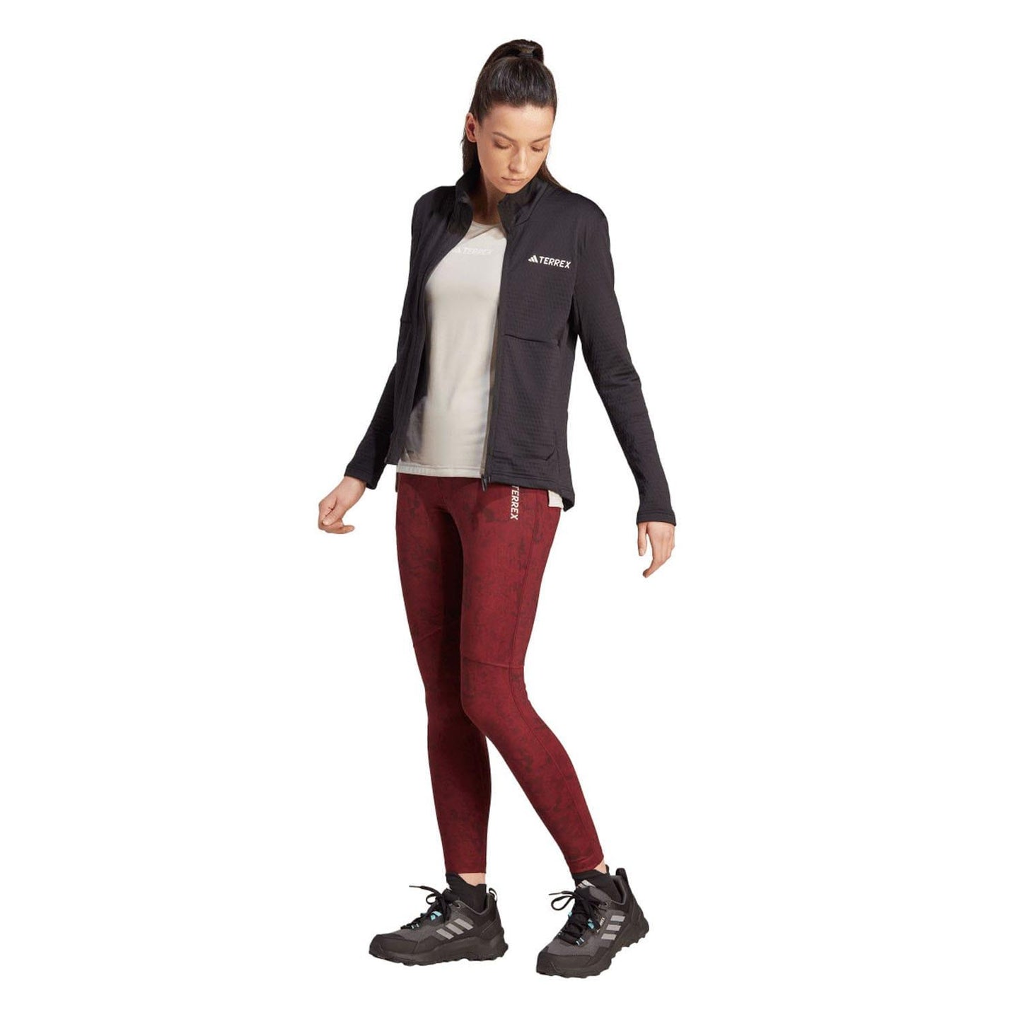 Black - Close up - Adidas Womens-Ladies Terrex Multi Lightweight Full Zip Fleece Jacket