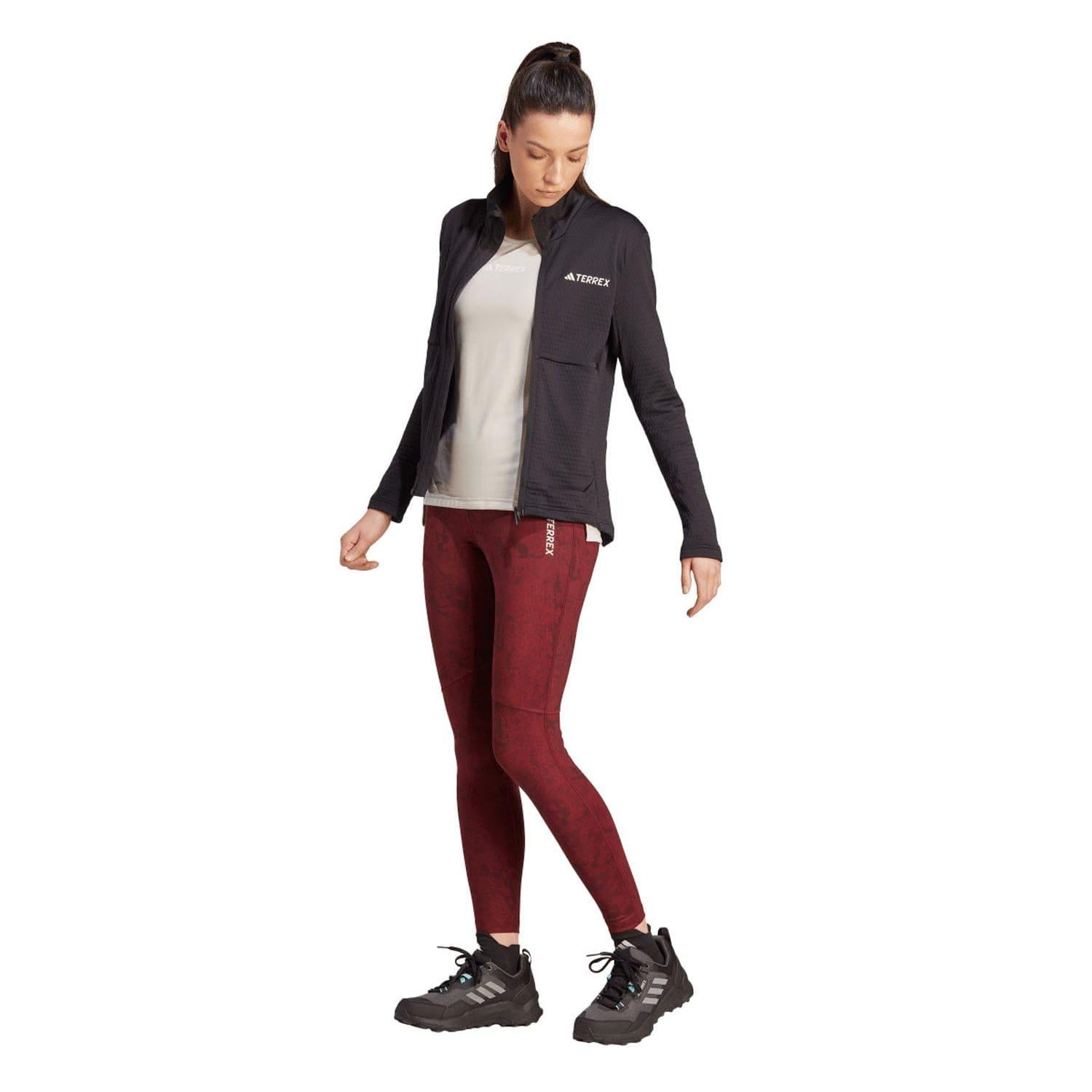 Black - Close up - Adidas Womens-Ladies Terrex Multi Lightweight Full Zip Fleece Jacket
