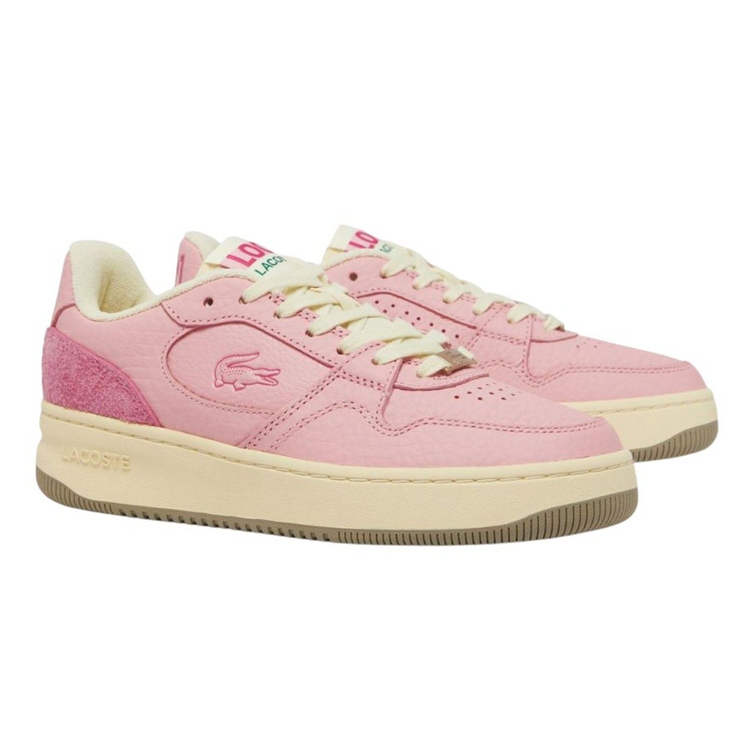 Pink - Front - Lacoste Womens-Ladies Leather Trainers