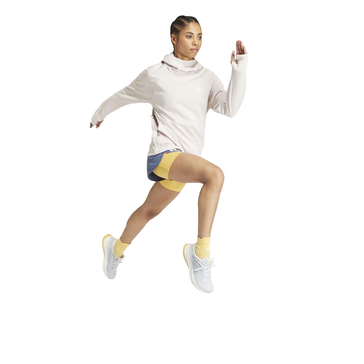 Blue - Pack Shot - Adidas Womens-Ladies Own The Run 3 Stripes 2 in 1 Shorts