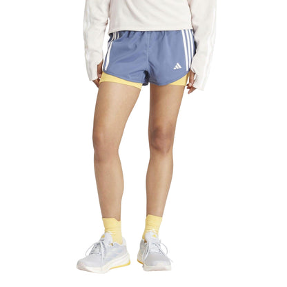 Blue - Lifestyle - Adidas Womens-Ladies Own The Run 3 Stripes 2 in 1 Shorts