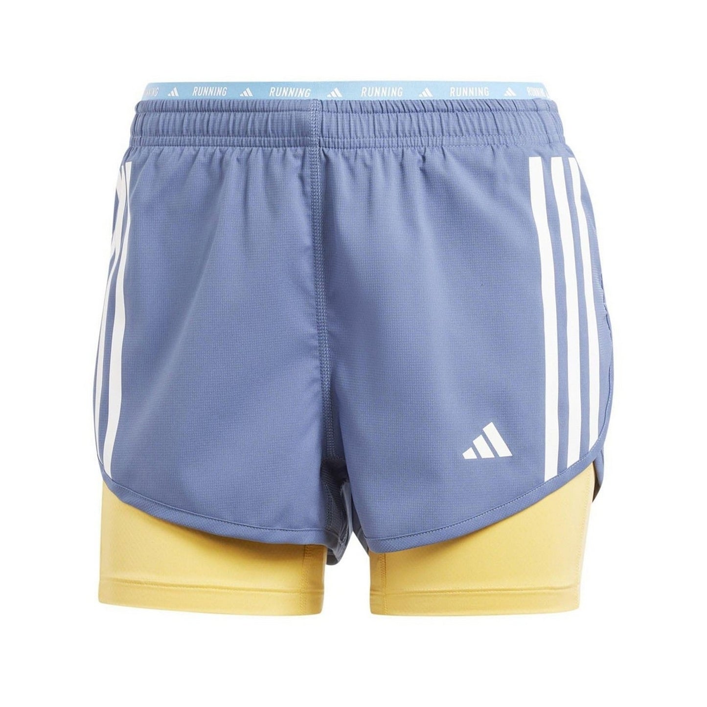 Blue - Front - Adidas Womens-Ladies Own The Run 3 Stripes 2 in 1 Shorts