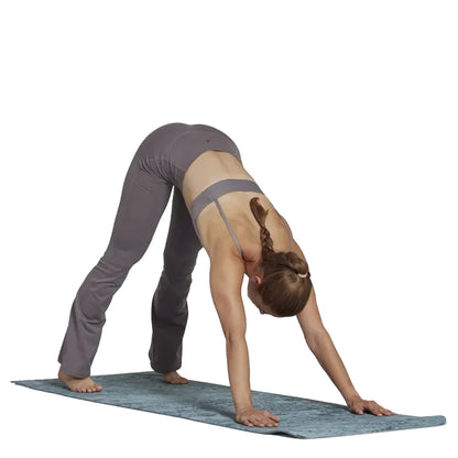 Grey - Side - Adidas Womens-Ladies Yoga Studio Flared Tight Leggings