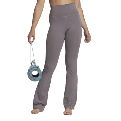 Grey - Lifestyle - Adidas Womens-Ladies Yoga Studio Flared Tight Leggings