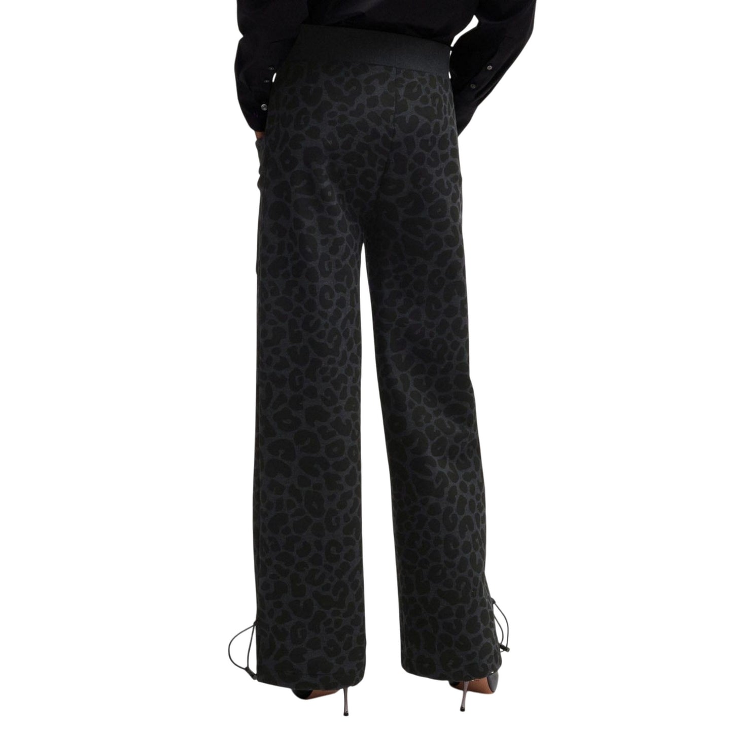 Black - Back - Boss Womens-Ladies Naomi Animal Print Tracksuit Bottoms