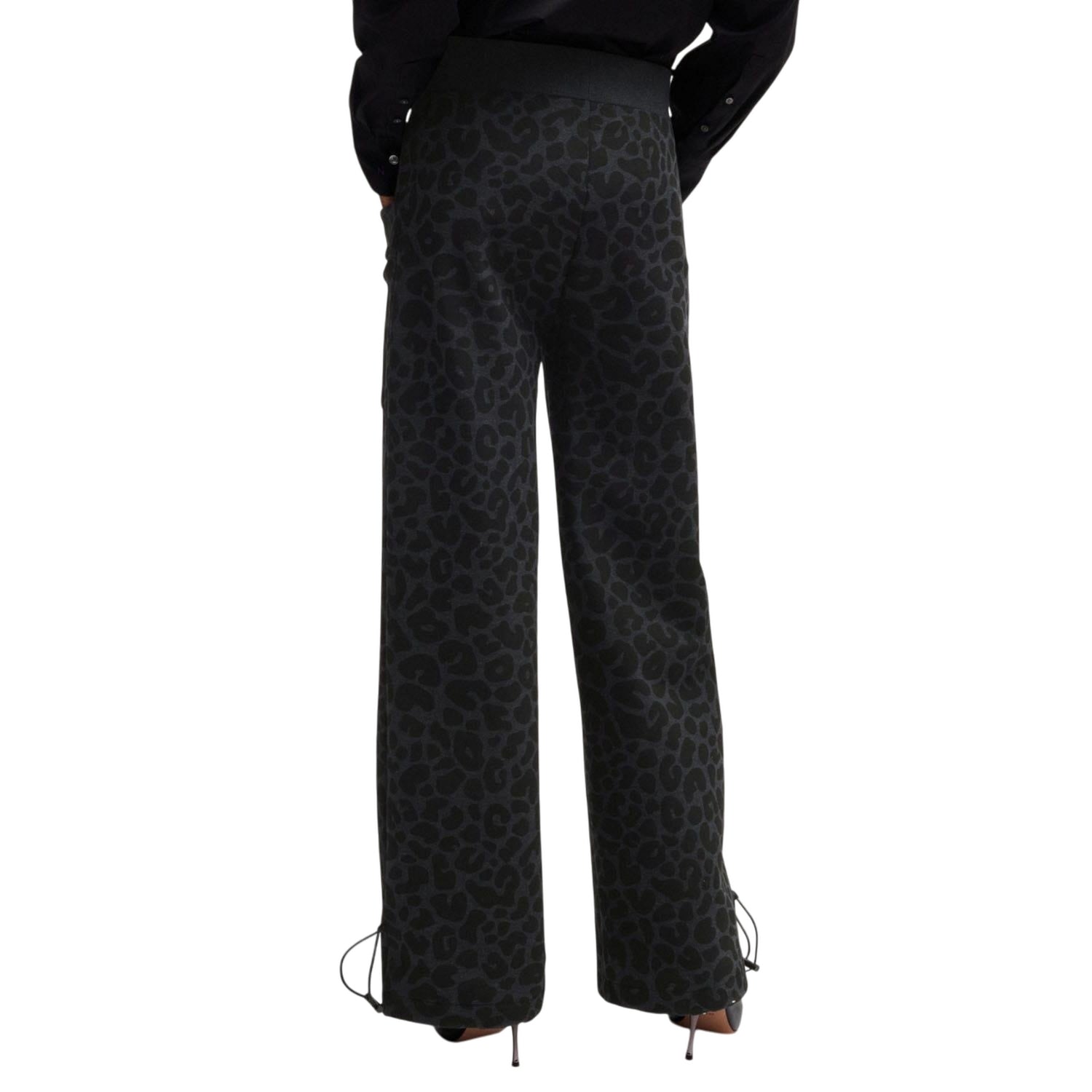 Black - Back - Boss Womens-Ladies Naomi Animal Print Tracksuit Bottoms