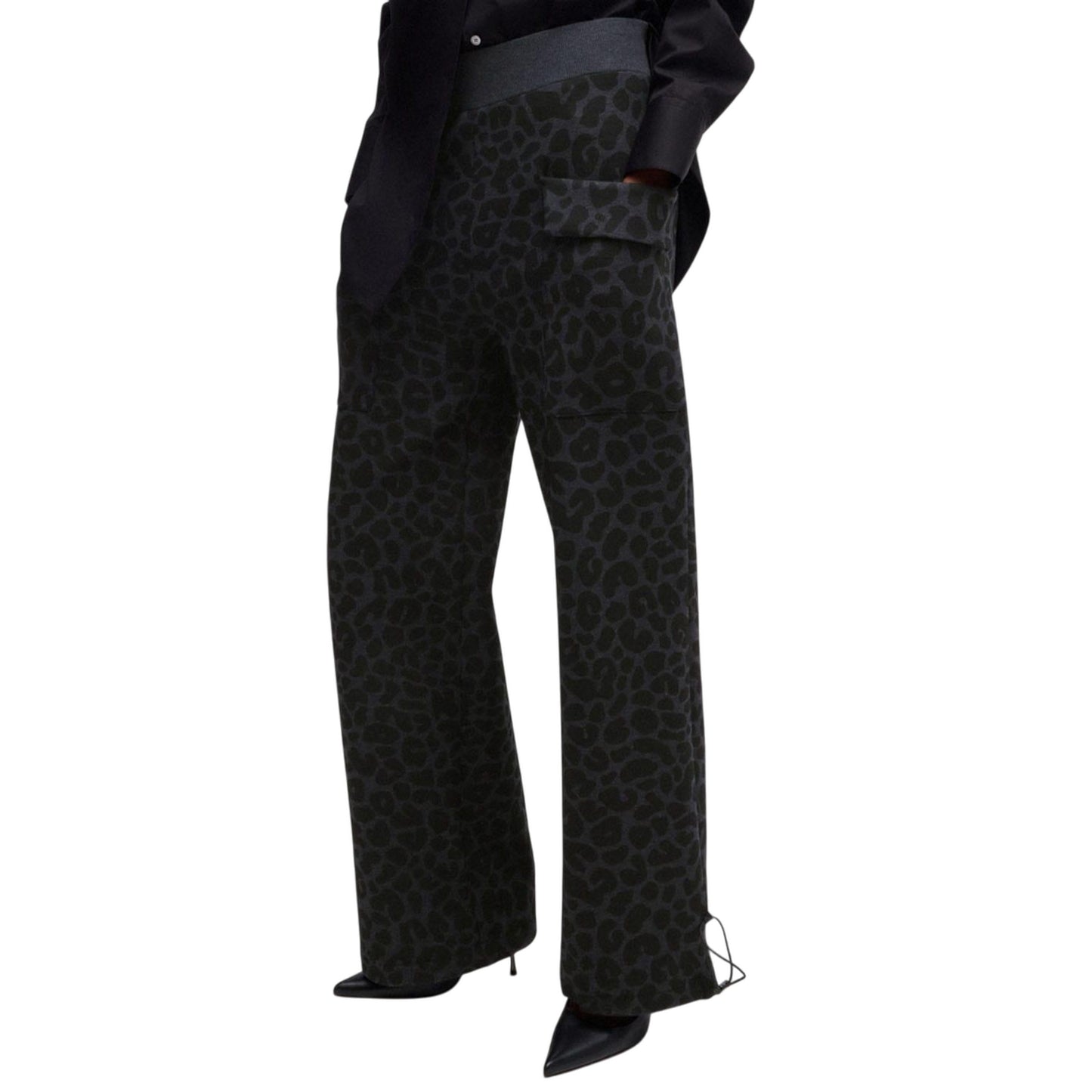 Black - Lifestyle - Boss Womens-Ladies Naomi Animal Print Tracksuit Bottoms