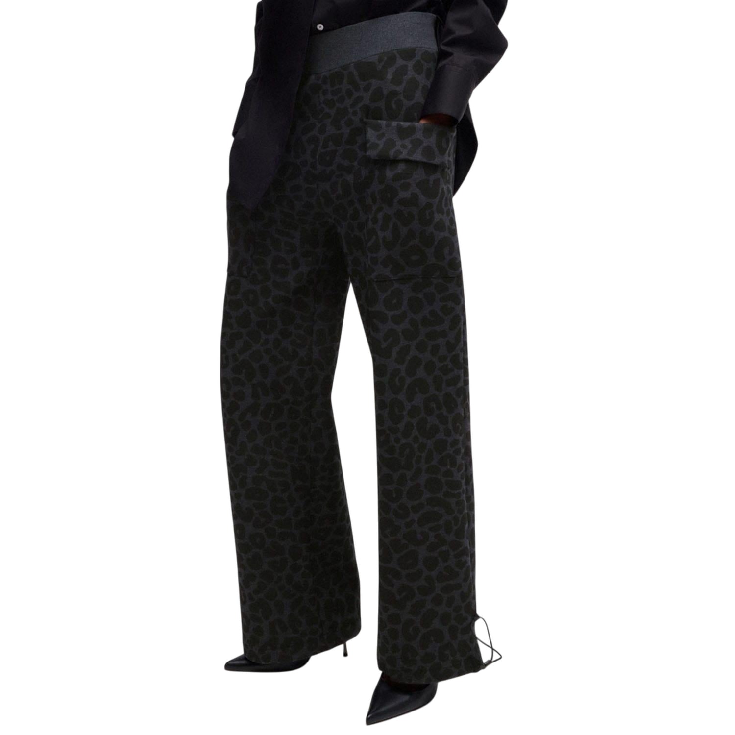 Black - Lifestyle - Boss Womens-Ladies Naomi Animal Print Tracksuit Bottoms