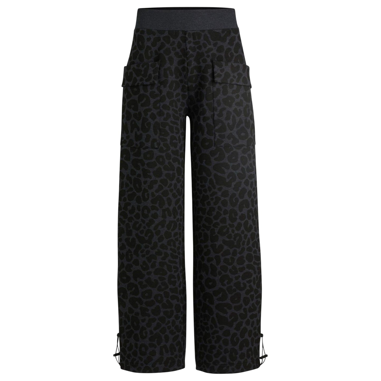 Black - Front - Boss Womens-Ladies Naomi Animal Print Tracksuit Bottoms