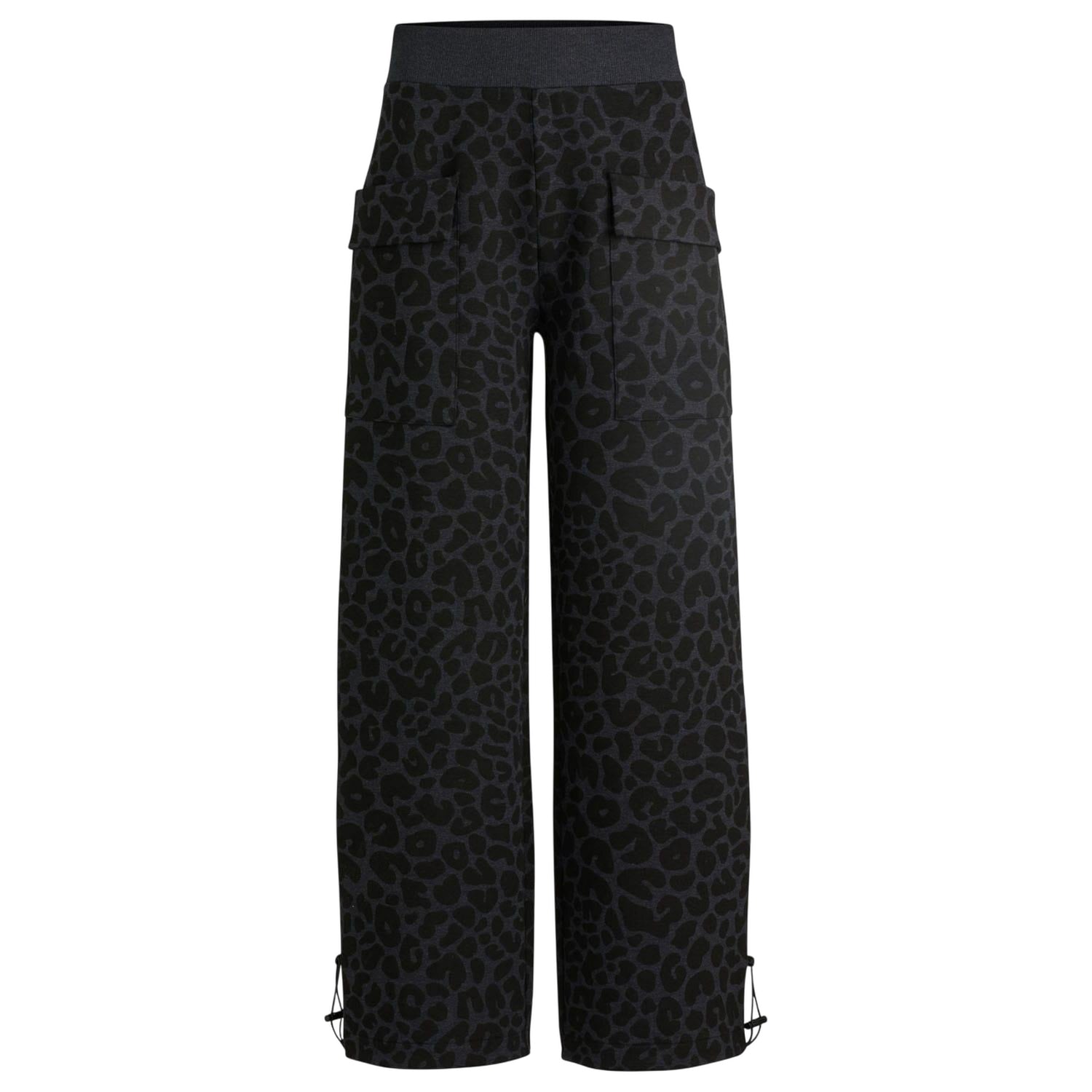 Black - Front - Boss Womens-Ladies Naomi Animal Print Tracksuit Bottoms