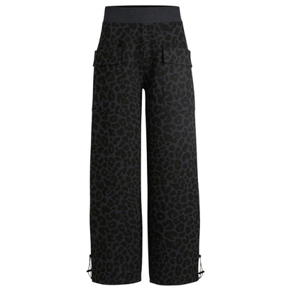 Black - Front - Boss Womens-Ladies Naomi Animal Print Tracksuit Bottoms