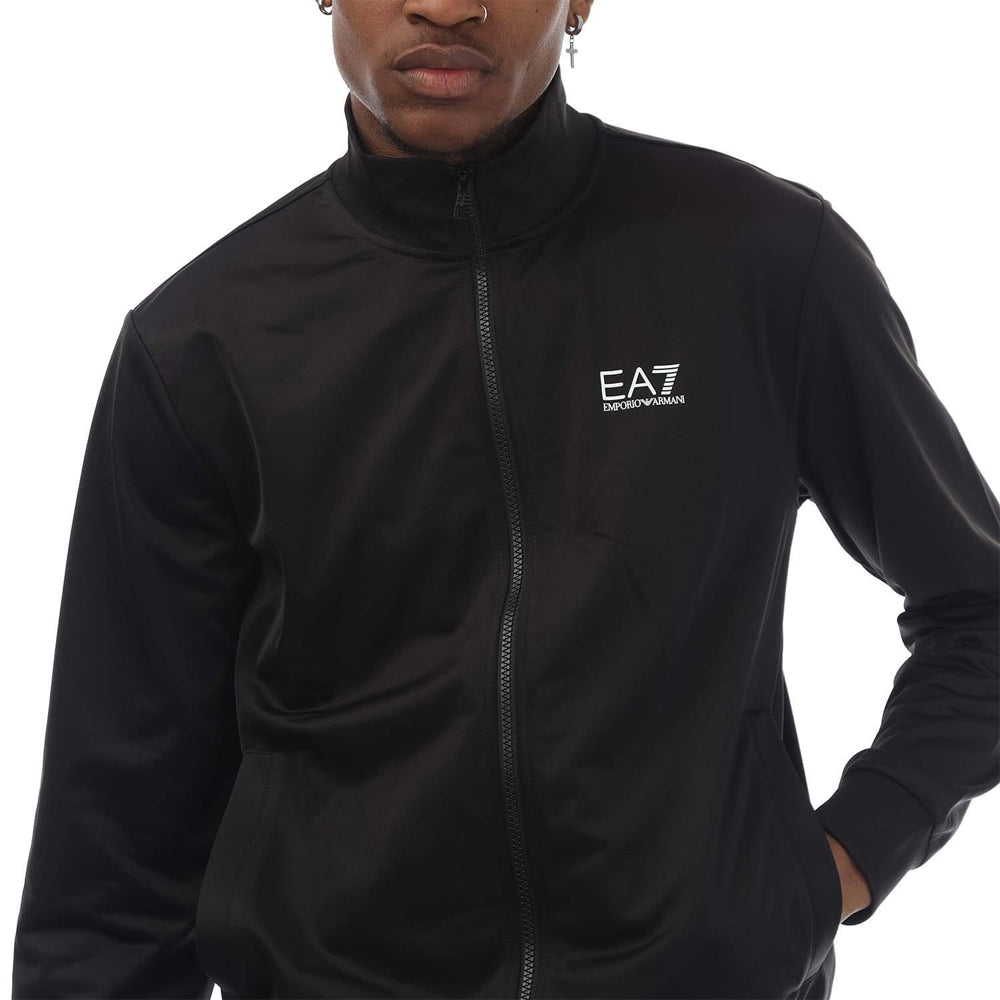 Black - Side - Emporio Armani EA7 Mens Technical-Fabric Core Identity Recycled Tracksuit