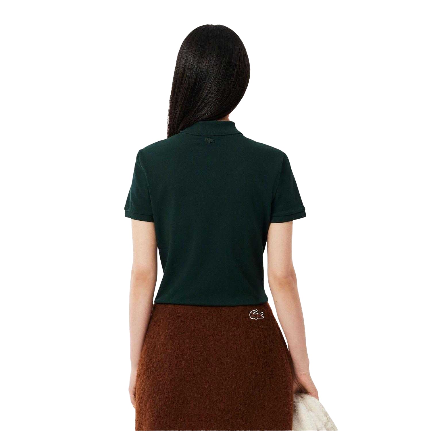 Green - Back - Lacoste Womens-Ladies L.12.D Mini Pique Stretch Slim Polo Shirt