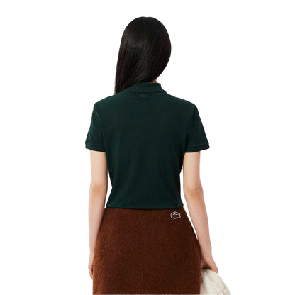 Green - Back - Lacoste Womens-Ladies L.12.D Mini Pique Stretch Slim Polo Shirt