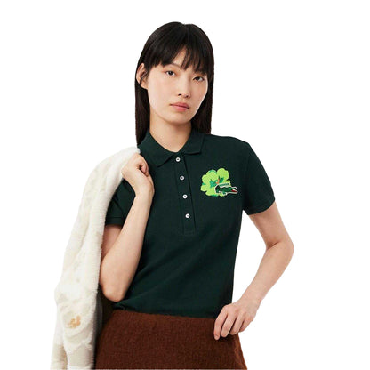 Green - Pack Shot - Lacoste Womens-Ladies L.12.D Mini Pique Stretch Slim Polo Shirt
