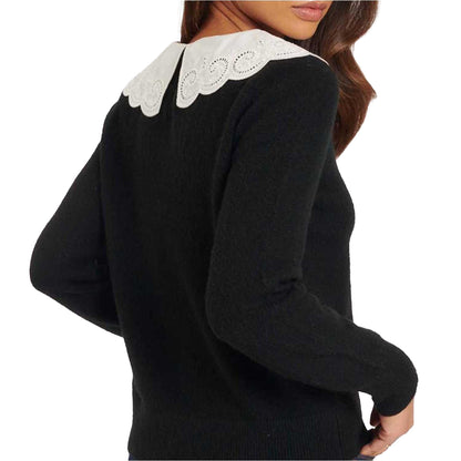 Black - Back - Nobody´s Child Womens-Ladies Broderie Anglaise Collar Sweater Top