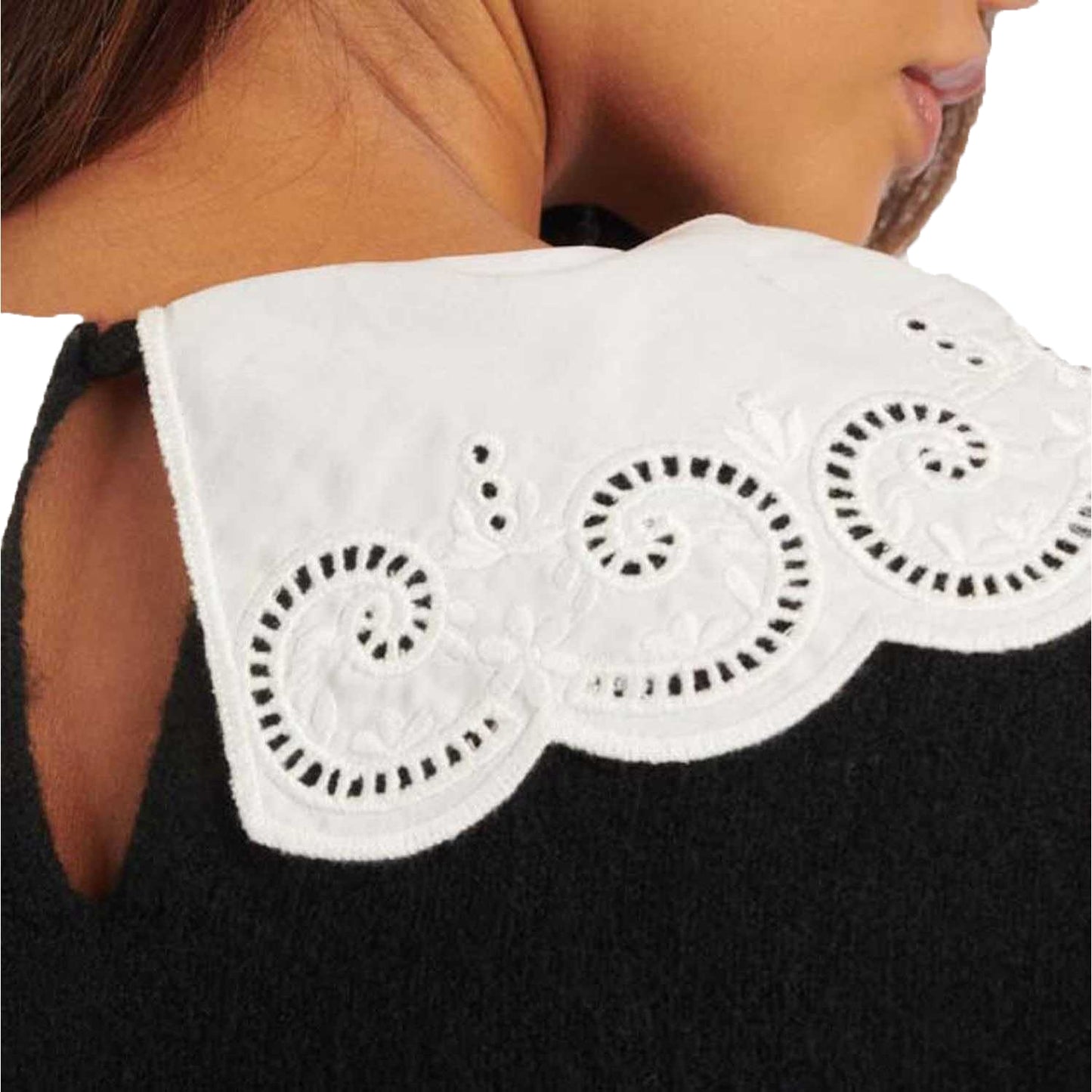 Black - Side - Nobody´s Child Womens-Ladies Broderie Anglaise Collar Sweater Top