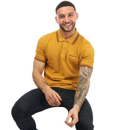 Mustard - Side - Ben Sherman Mens Twin Tip Polo Shirt