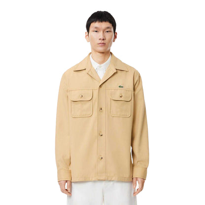 Beige - Pack Shot - Lacoste Mens Plaid Cotton Twill Oversized Overshirt