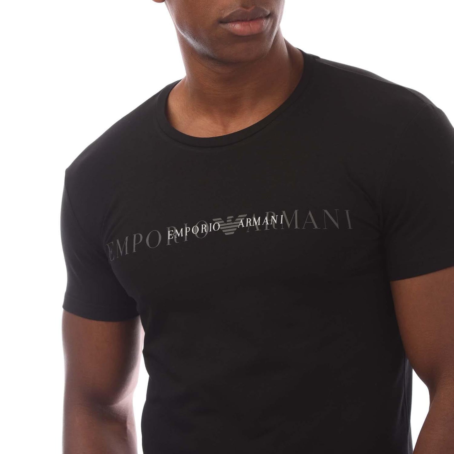 Black - Side - Emporio Armani Mens Crew Neck T-Shirt