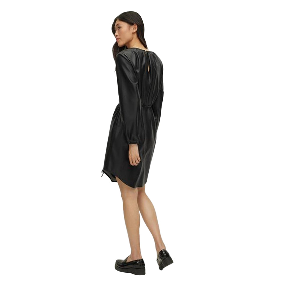 Black - Back - Hugo Boss Womens-Ladies Dejala Faux Leather Dress