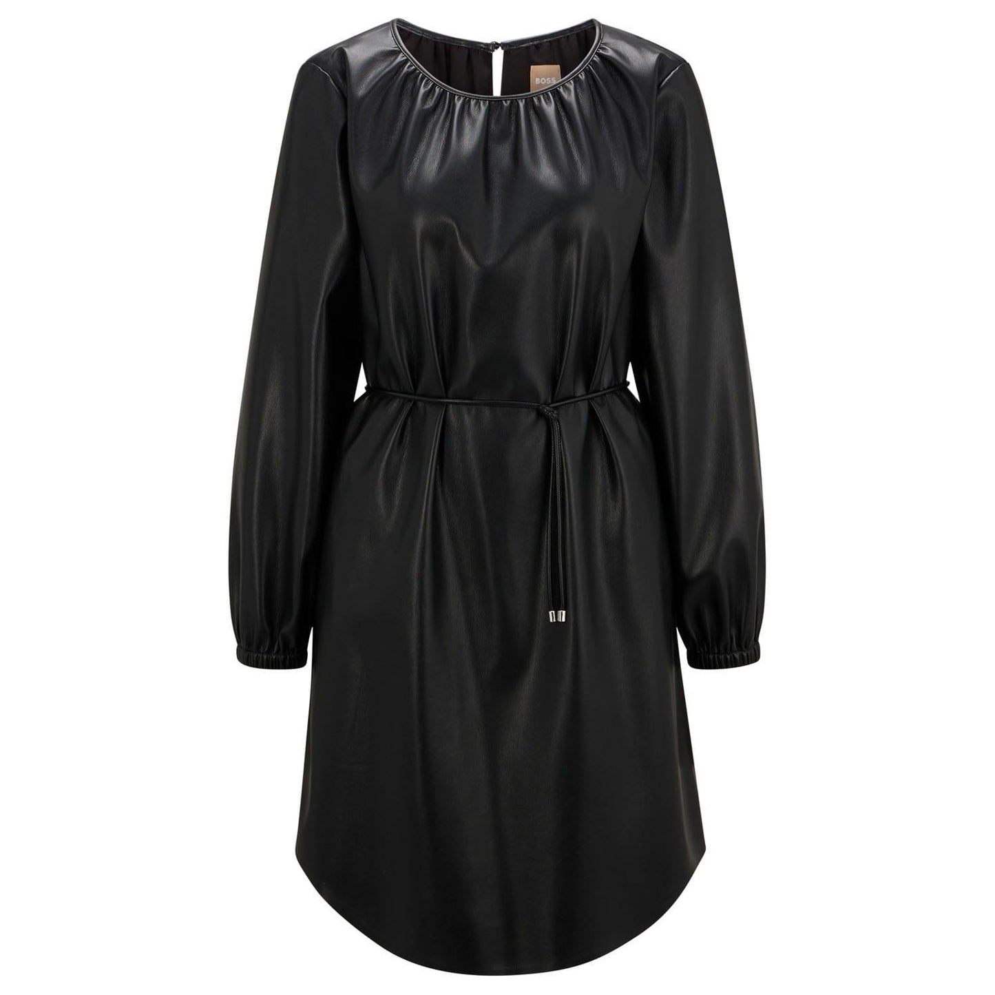 Black - Front - Hugo Boss Womens-Ladies Dejala Faux Leather Dress