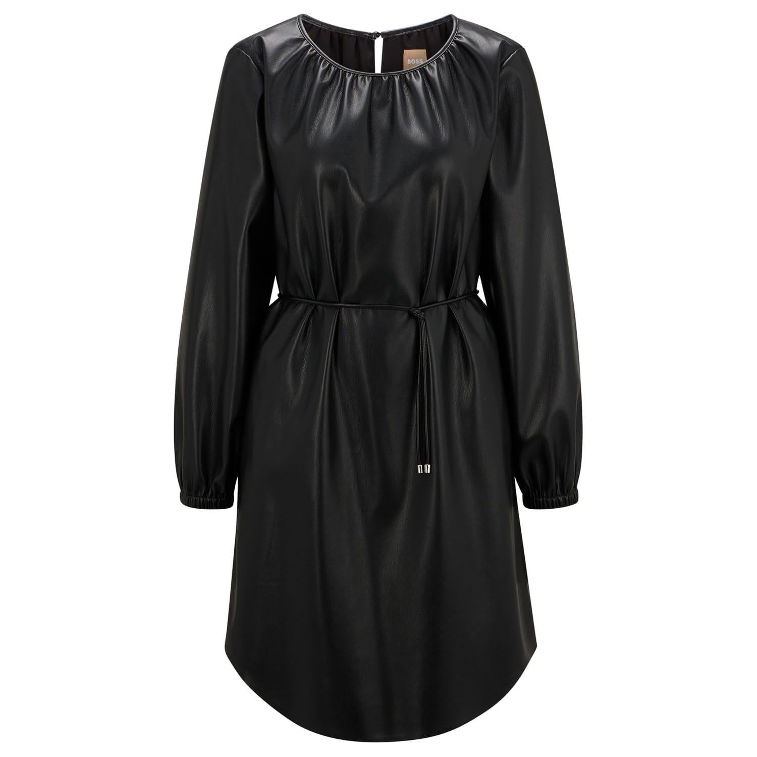 Black - Front - Hugo Boss Womens-Ladies Dejala Faux Leather Dress