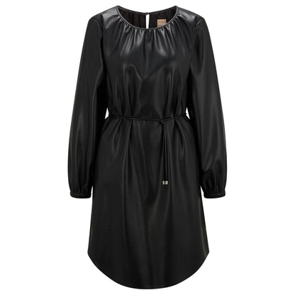 Black - Front - Hugo Boss Womens-Ladies Dejala Faux Leather Dress