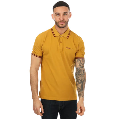 Mustard - Front - Ben Sherman Mens Twin Tip Polo Shirt