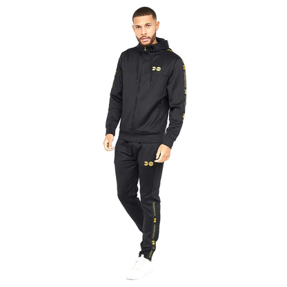 Black - Front - Crosshatch Mens Trackside Tracksuit