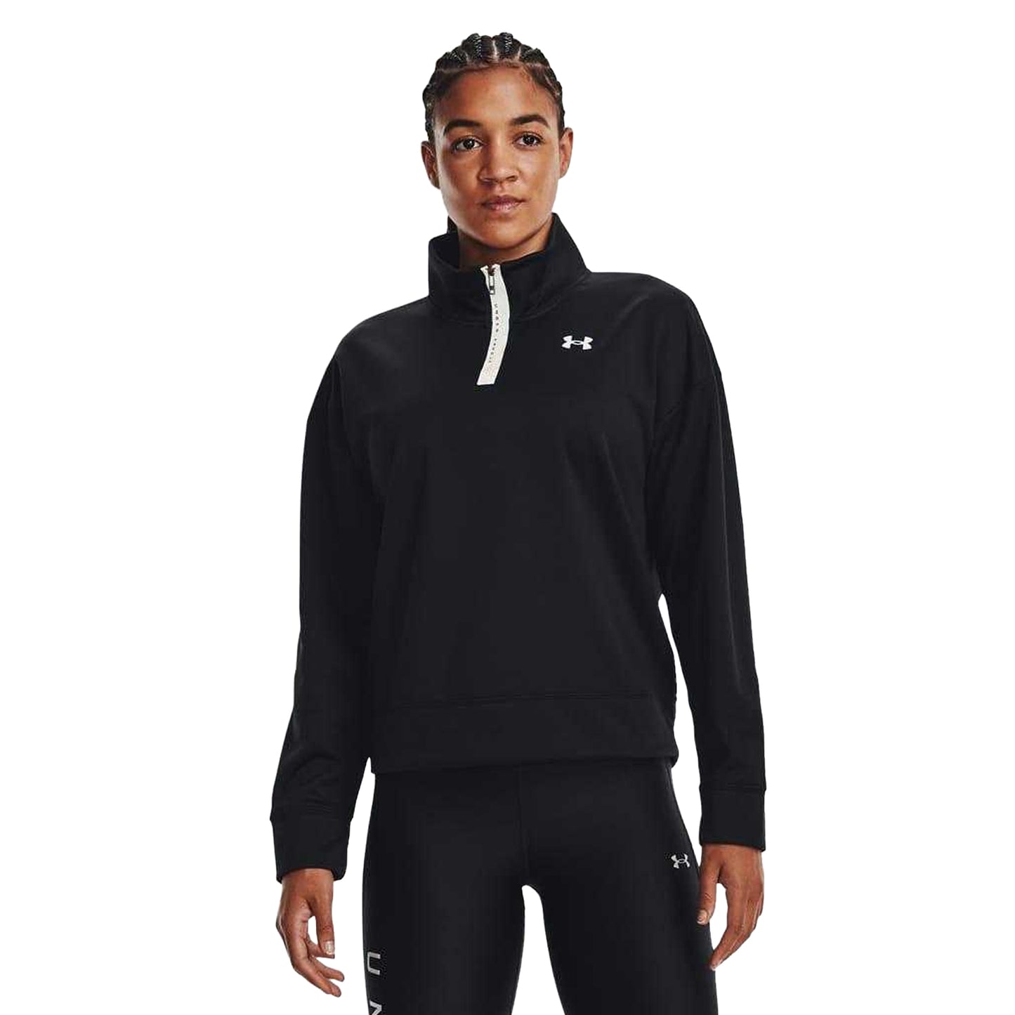 Black - Lifestyle - Under Armour Womens-Ladies Reflective Fleece Quarter Zip Top