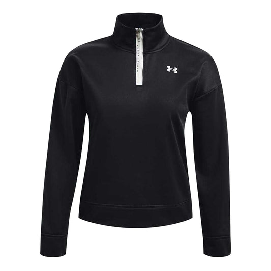 Black - Front - Under Armour Womens-Ladies Reflective Fleece Quarter Zip Top