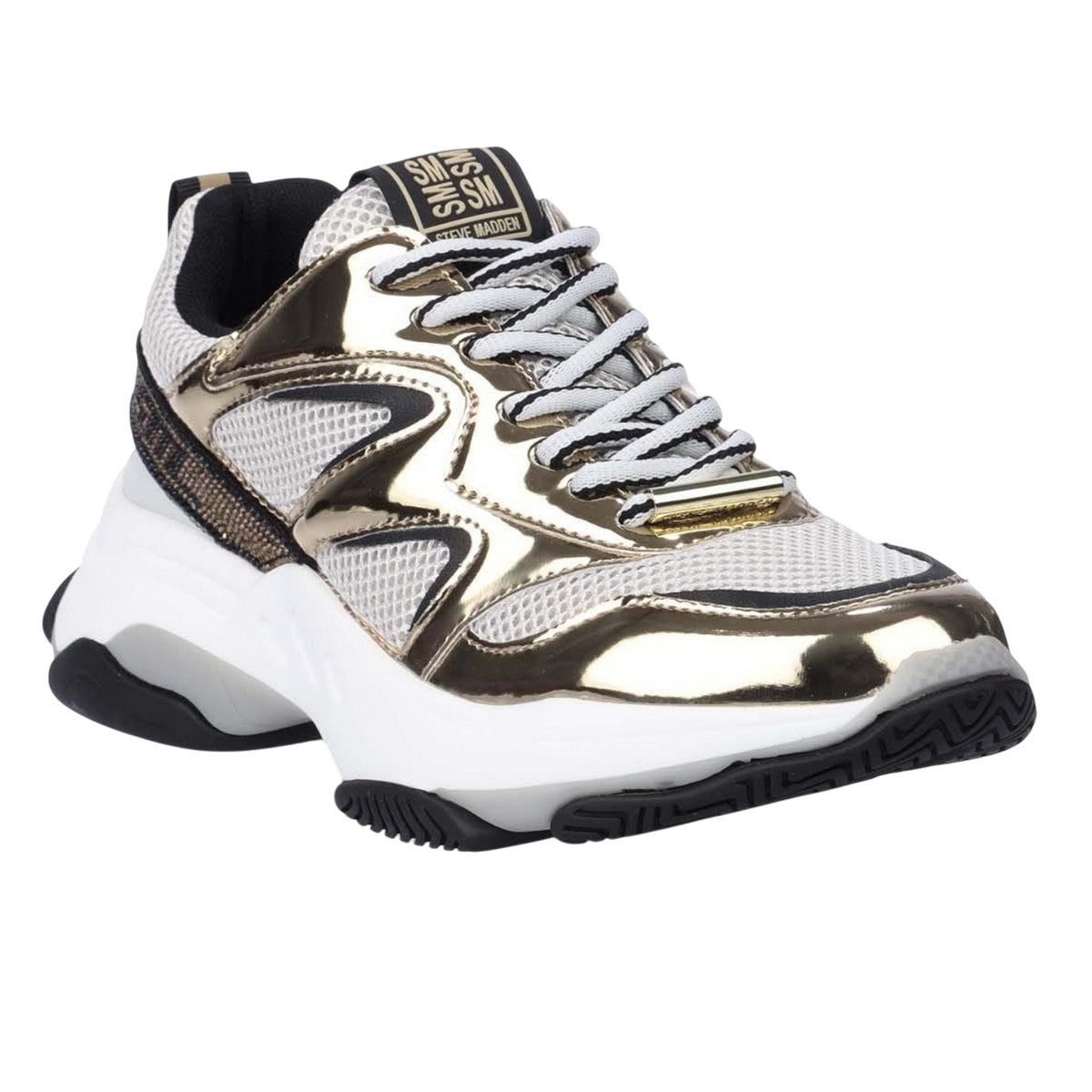Grey - Front - Steve Madden Unisex Adult Medalist2 Leather Patch Trainers