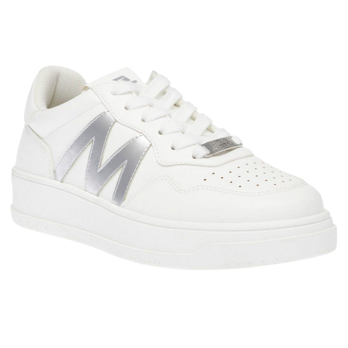White - Front - Steve Madden Womens-Ladies Jumpkick Trainers