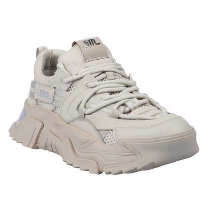 Grey - Front - Steve Madden Womens-Ladies Kingdom Leather Trainers
