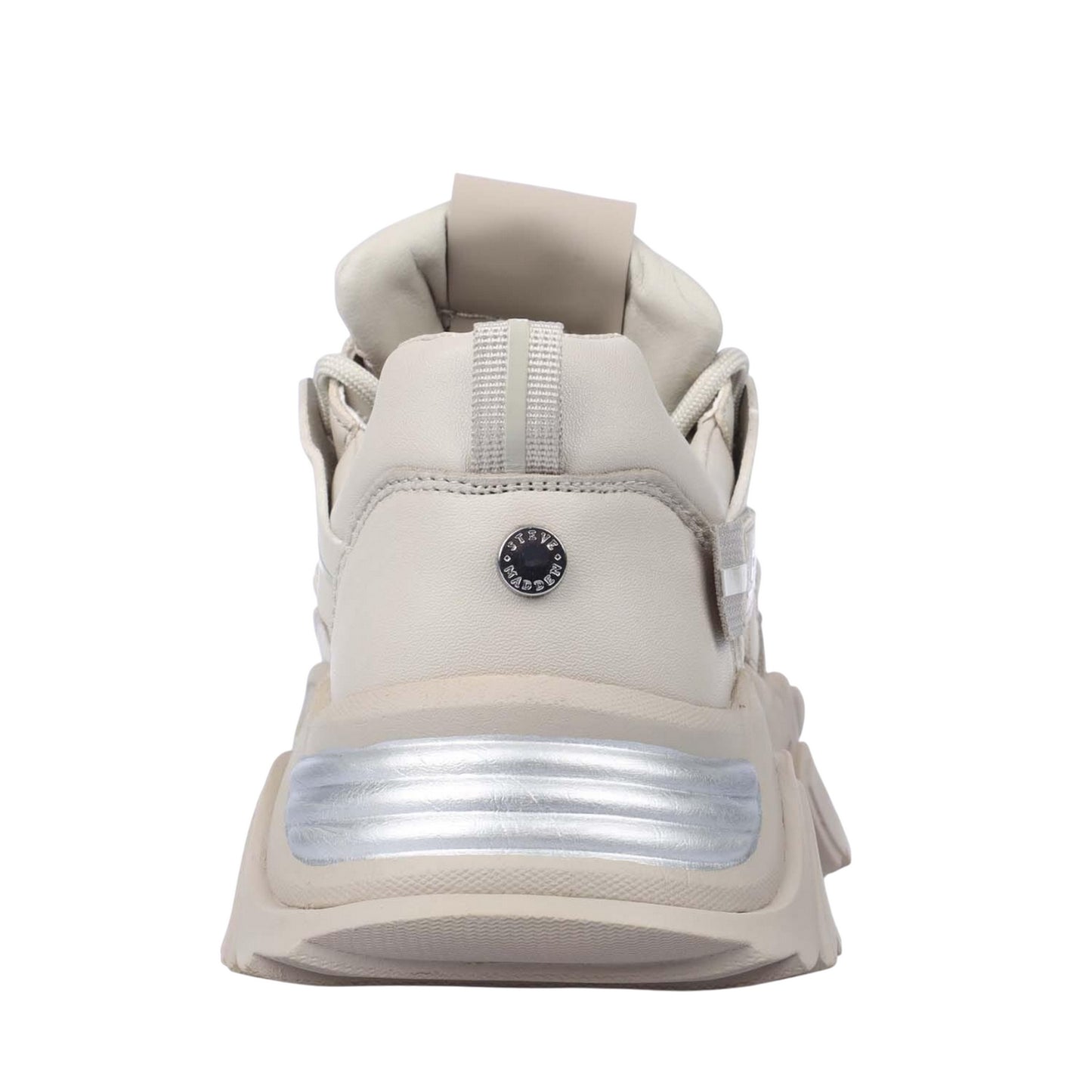 Grey - Back - Steve Madden Womens-Ladies Kingdom Leather Trainers