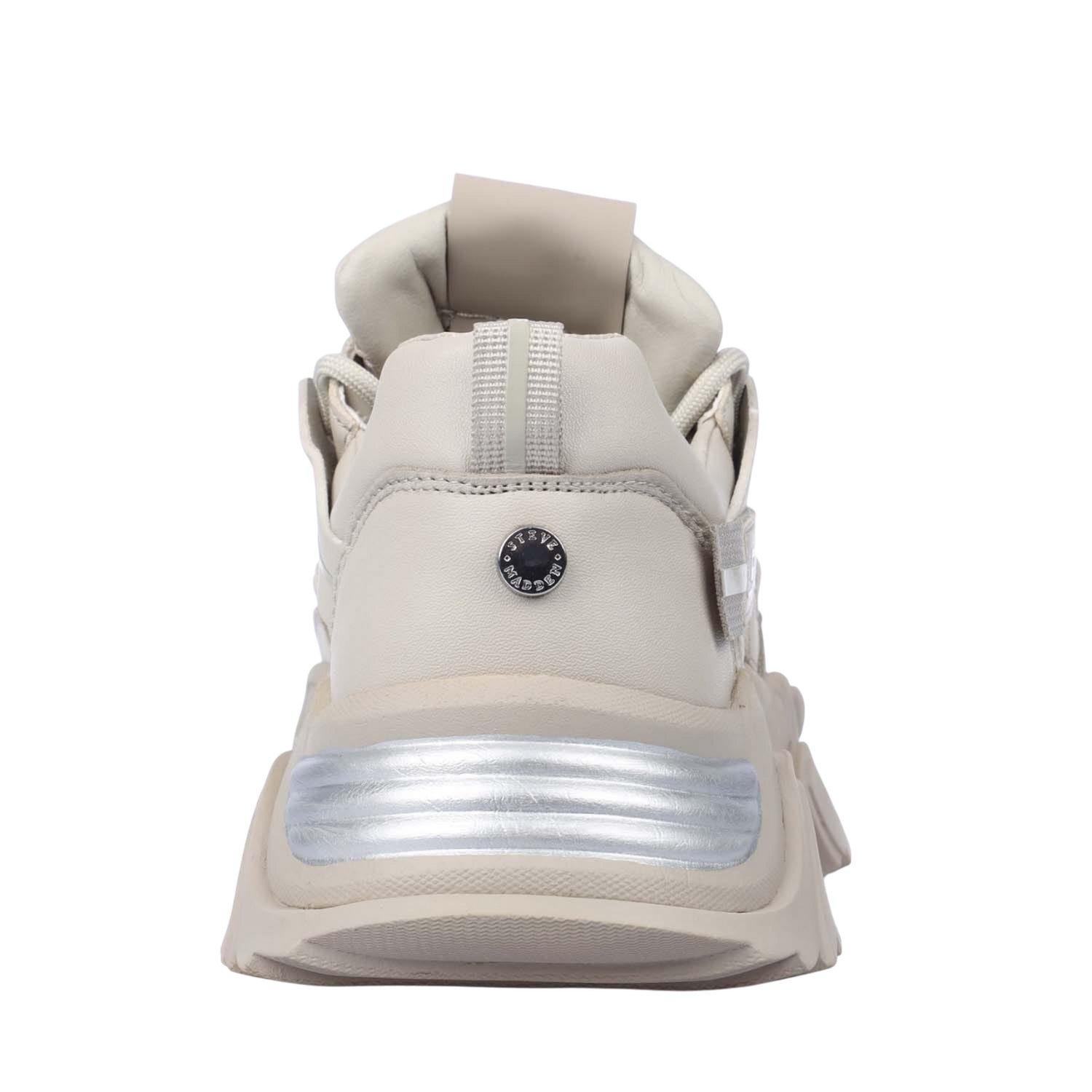 Grey - Back - Steve Madden Womens-Ladies Kingdom Leather Trainers