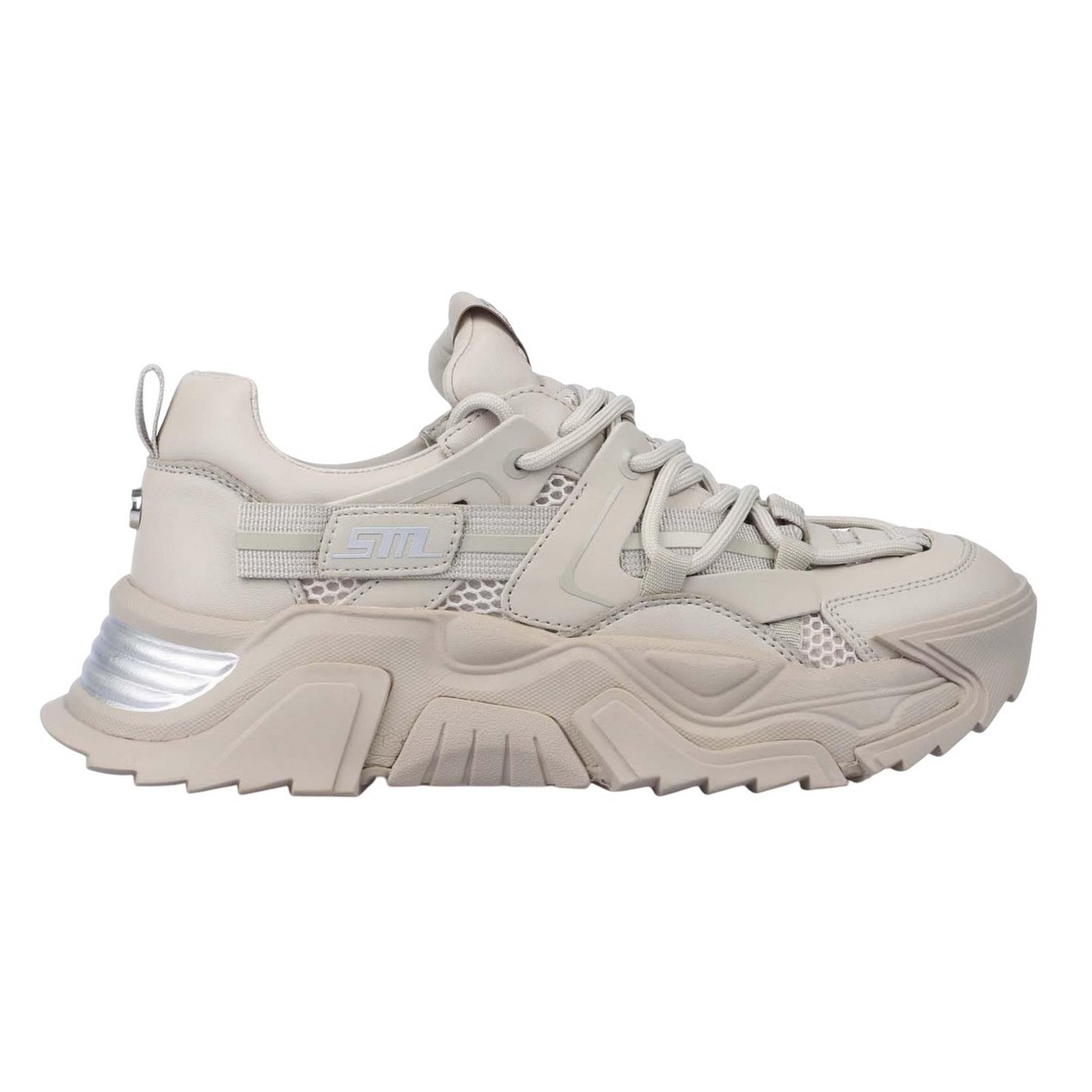 Grey - Side - Steve Madden Womens-Ladies Kingdom Leather Trainers