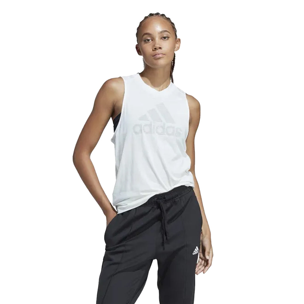 White - Side - Adidas Womens-Ladies Future Icons Winners 3.0 Tank Top