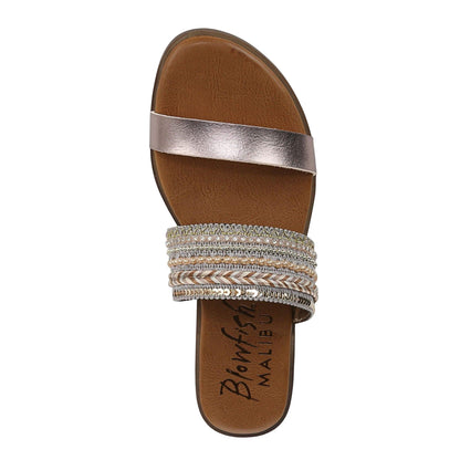 Tan - Close up - Blowfish Malibu Womens-Ladies Curtis Embellished Faux Leather Sandals