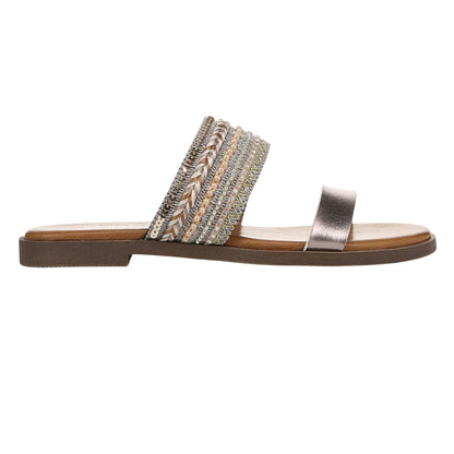 Tan - Side - Blowfish Malibu Womens-Ladies Curtis Embellished Faux Leather Sandals