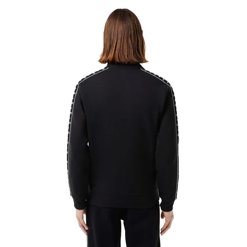 Black - Back - Lacoste Mens Logo Strip Zipped Sweatshirt